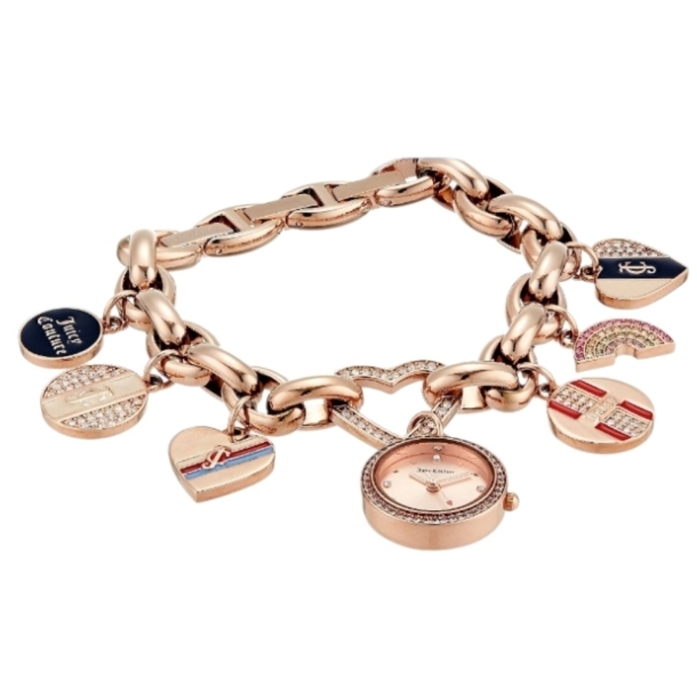 Juicy Couture Black Label Rose Gold Charm Bracelet Watch